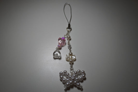 Double Icy Heart Bow chain & charm